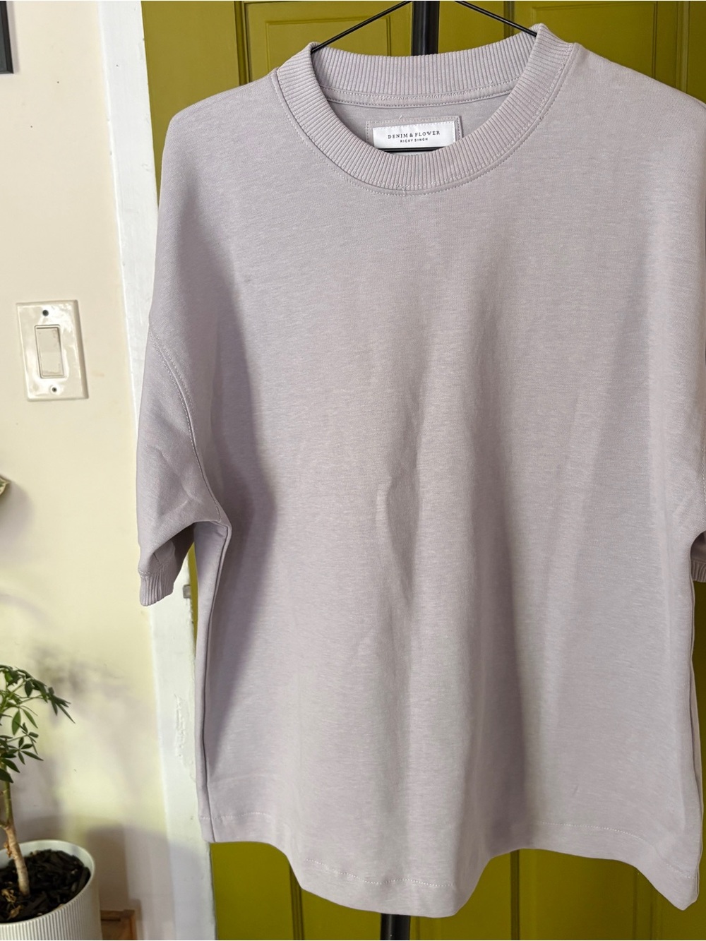Denim & Flower Relaxed Crewneck Tee in Dusty Lavender